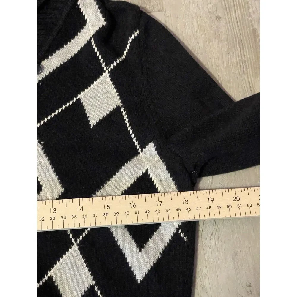 Liz Claiborne Sweater L Vintage Black And White Diamond Design bag 7‎
